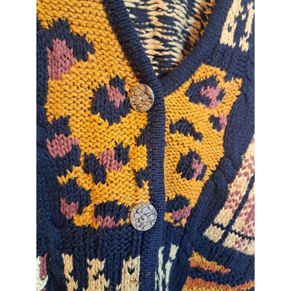 Vintage Women's Vest Ramie & Cotton Animal Print Sz M - Picture 2 of 6